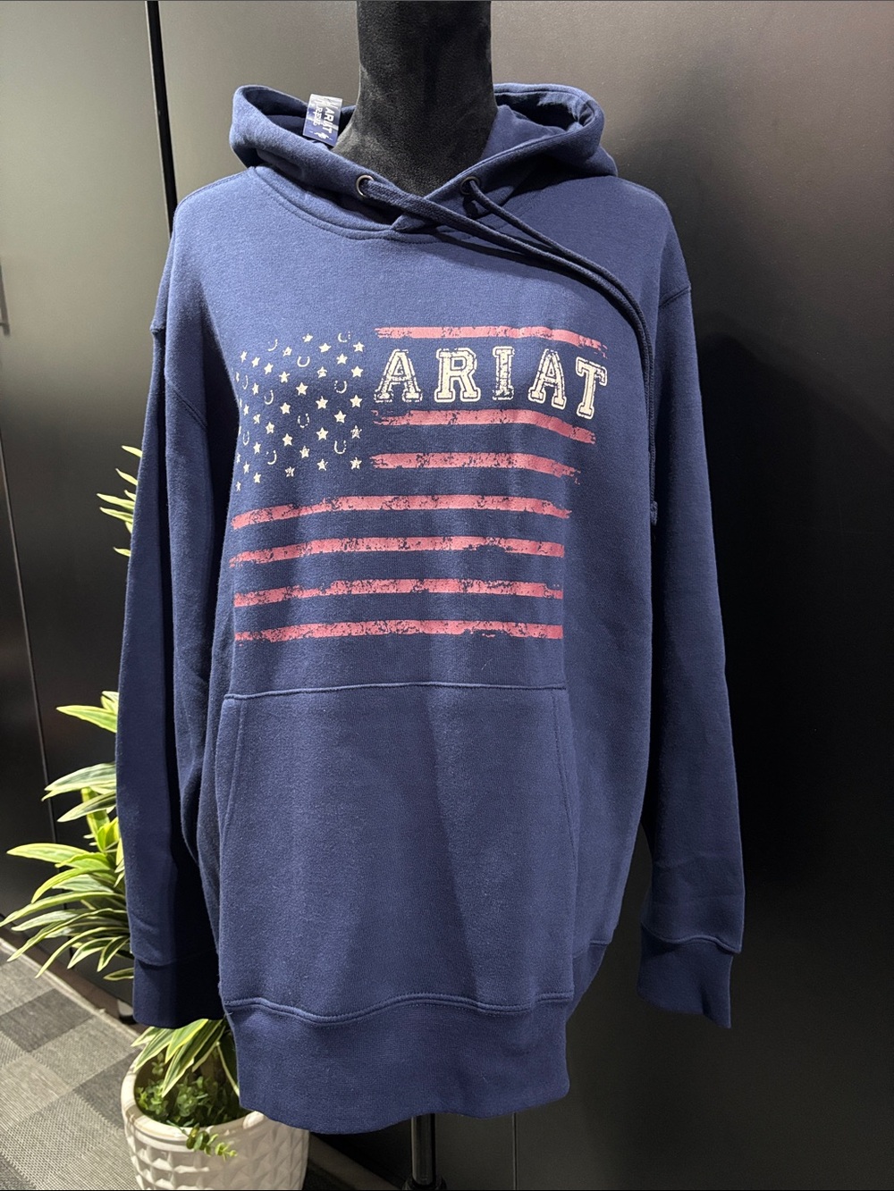Ariat Real Flying Flag Graphic Hoodie,pullover,pouch pocket,fleece lined,warm